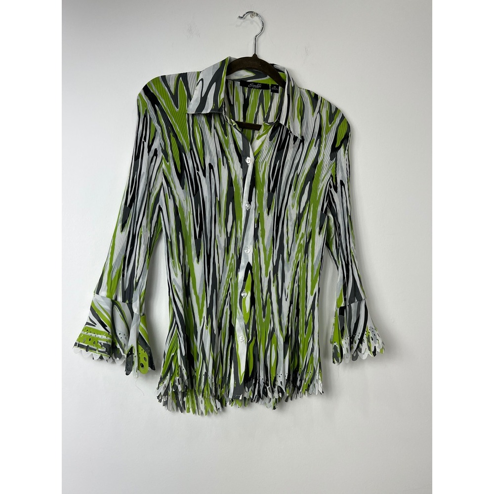 Bell Sleeve Button‎ Up Blouse Unique Cutouts Whimsy Size L